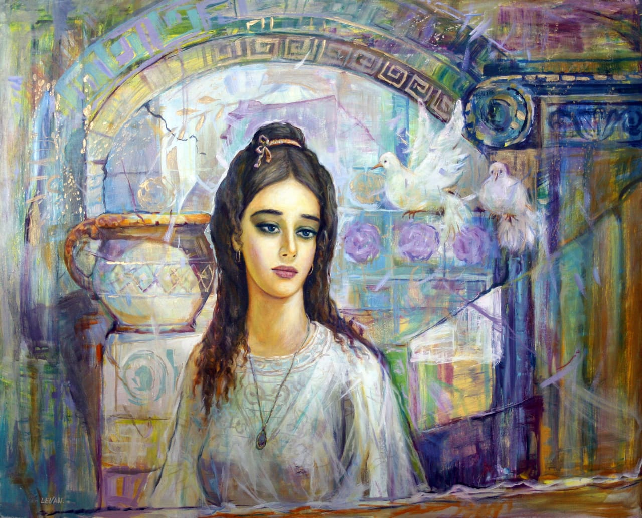 Girl with pigeons — Gogidadze Levan